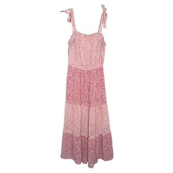 Sincerely Jules Pink Bohemian Tiered Maxi Dress size Small - Picture 1 of 3